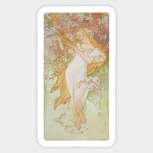 Four Seasons by Mucha, Spring Sticker